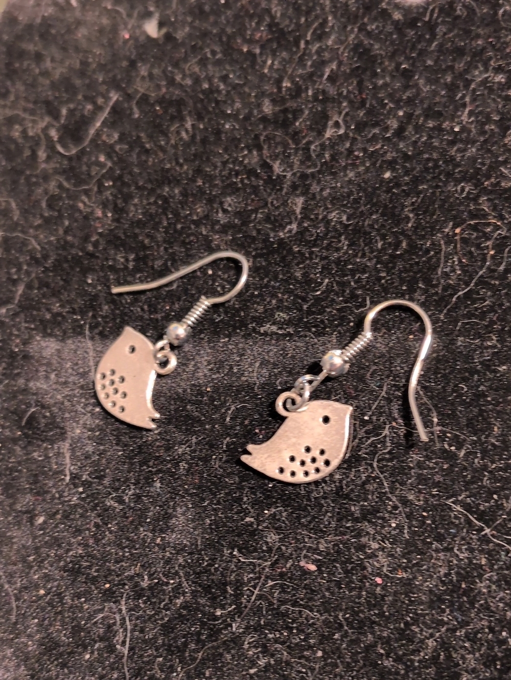 Silver Tone Bird Dangle Earrings
